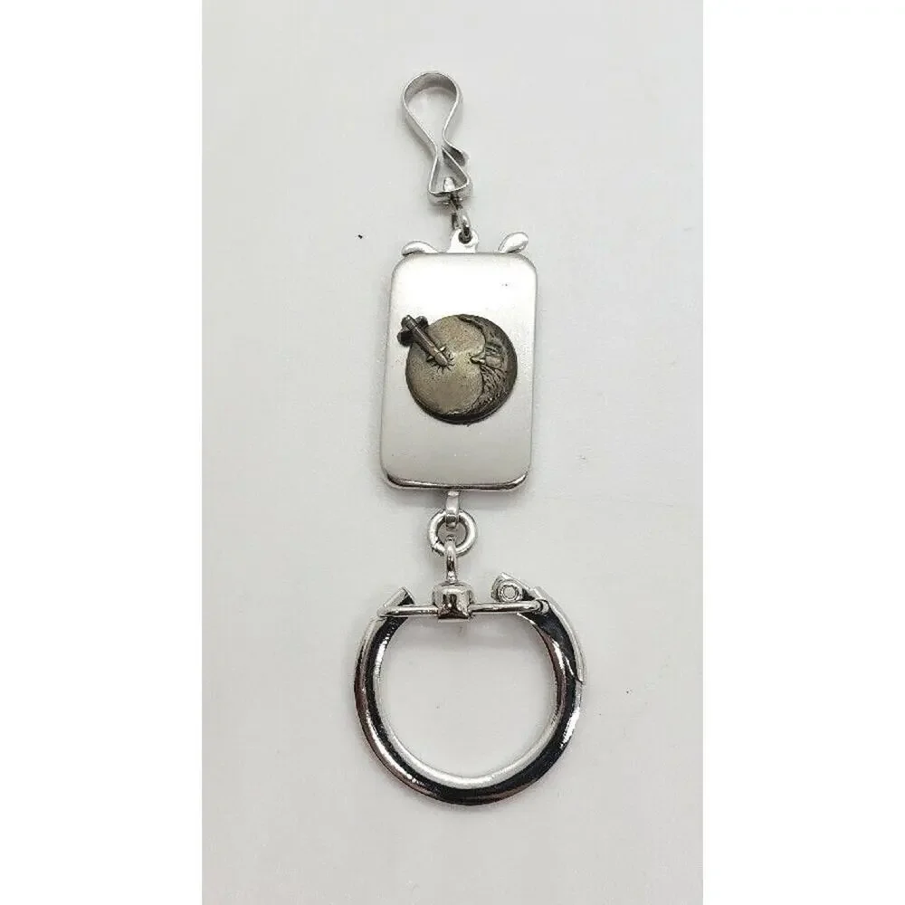 Vintage Keychain Moon Landing Space rocket 60s 70s Anson Twin lock Comical FOB